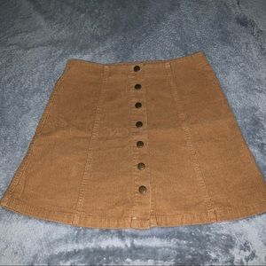 corduroy tan brown button up skirt